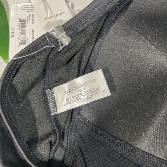 NWT Liz Claiborne [ 16W ] Sweetheart‎ Halter One Piece Swimsuit Black - Picture 10 of 12